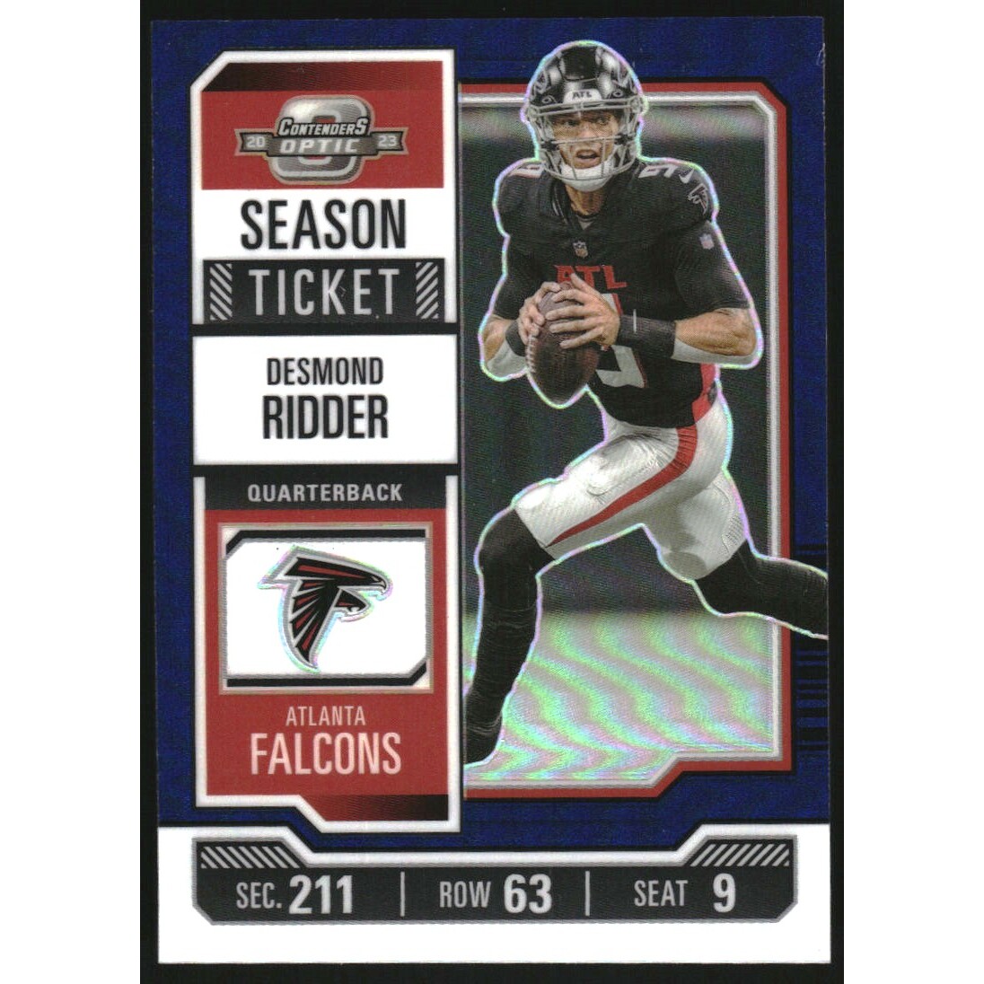 2023 Panini Contenders Optic Blue #2 Desmond Ridder. rookie card picture