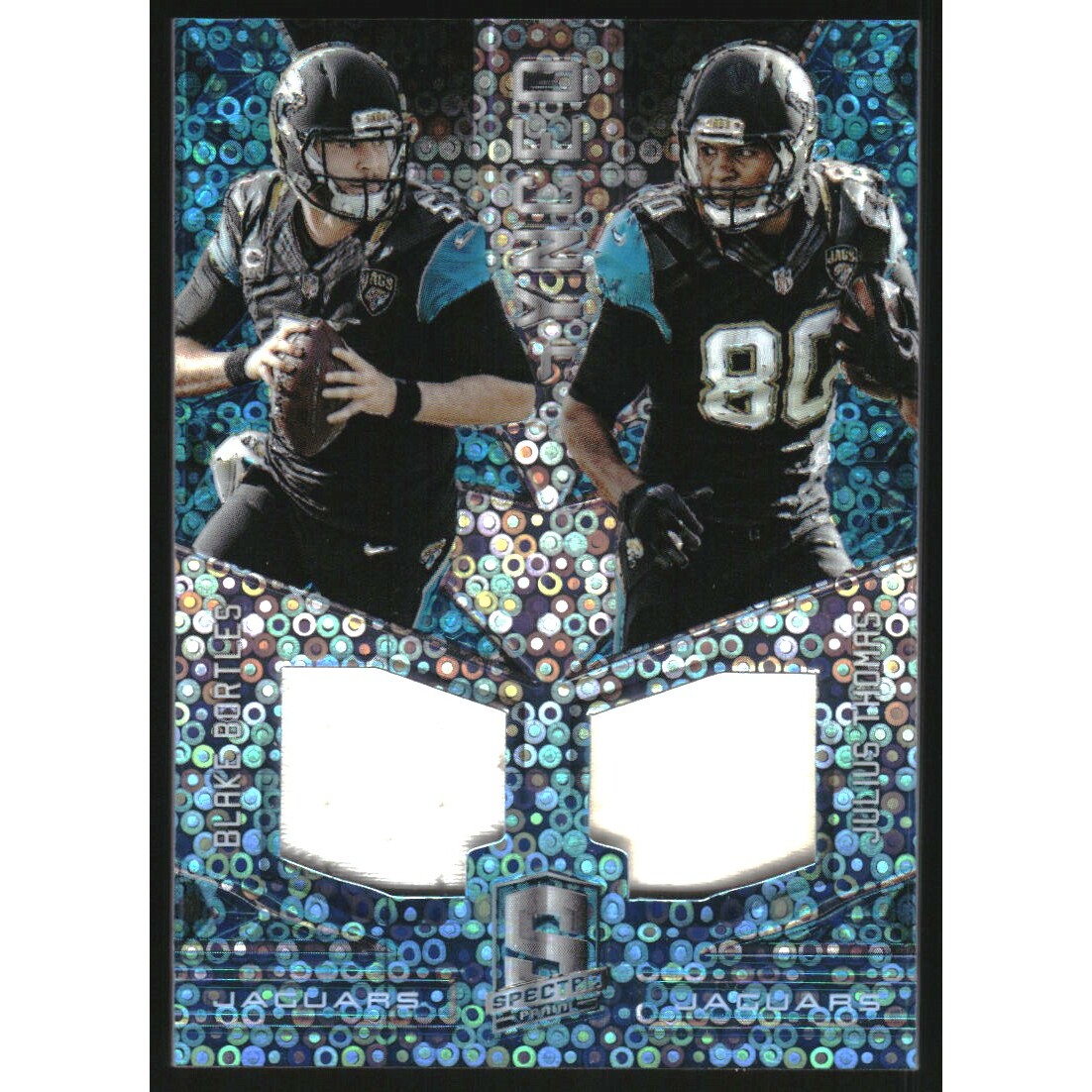 2016 Panini Spectra Synced Swatches Neon Blue #13 Blake Bortles/Julius Thomas/60