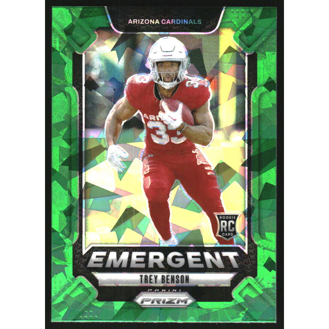 2024 Panini Prizm Emergent Prizms Green Ice #17 Trey Benson