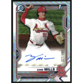 2021 Bowman Chrome Draft Autographs Refractors #CDAZM Zane Mills