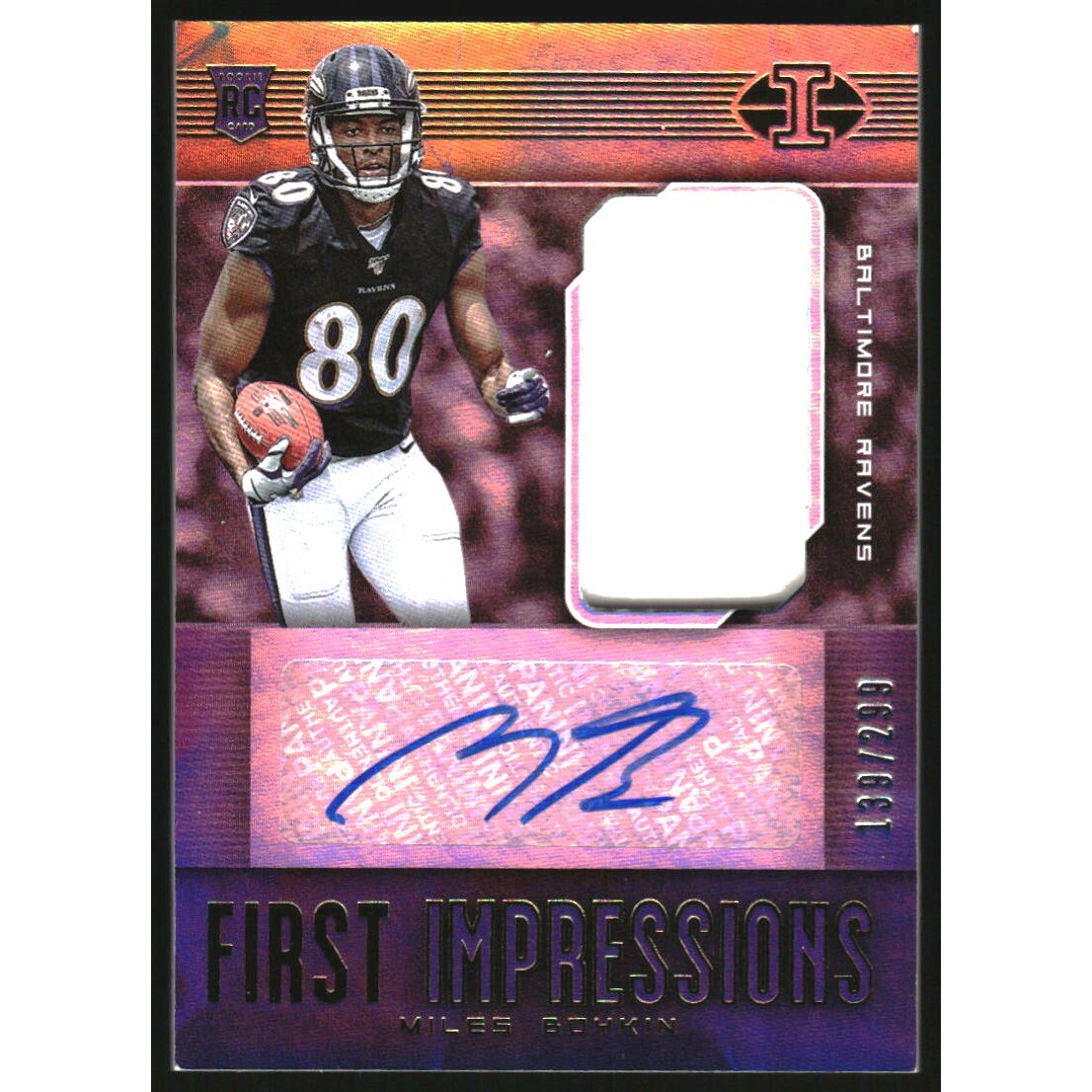 2019 Panini Illusions #129 Miles Boykin JSY AU/299 RC
