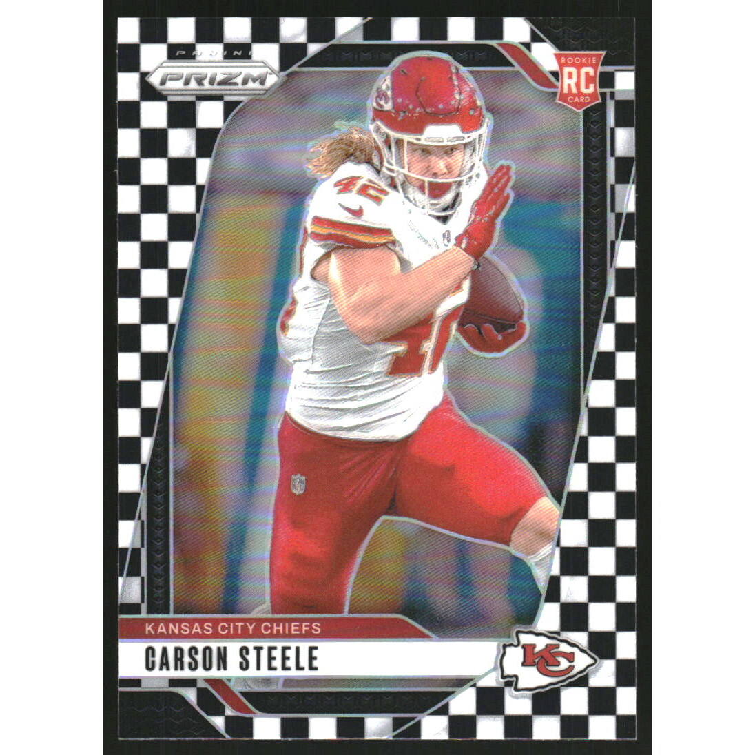 2024 Panini Prizm Prizms Black and White Checker #377 Carson Steele