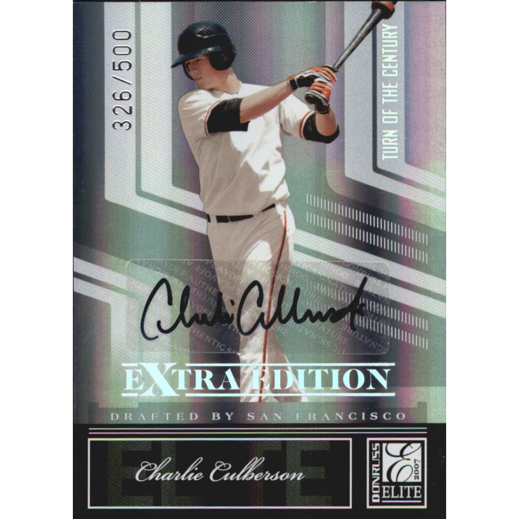 2007 Donruss Elite Extra Edition Signature Turn of the Century #91 Charlie Culberson/500. rookie card picture