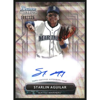 2022 Bowman Sterling Prospect Autographs Wave Refractors #PASA Starlin Aguilar