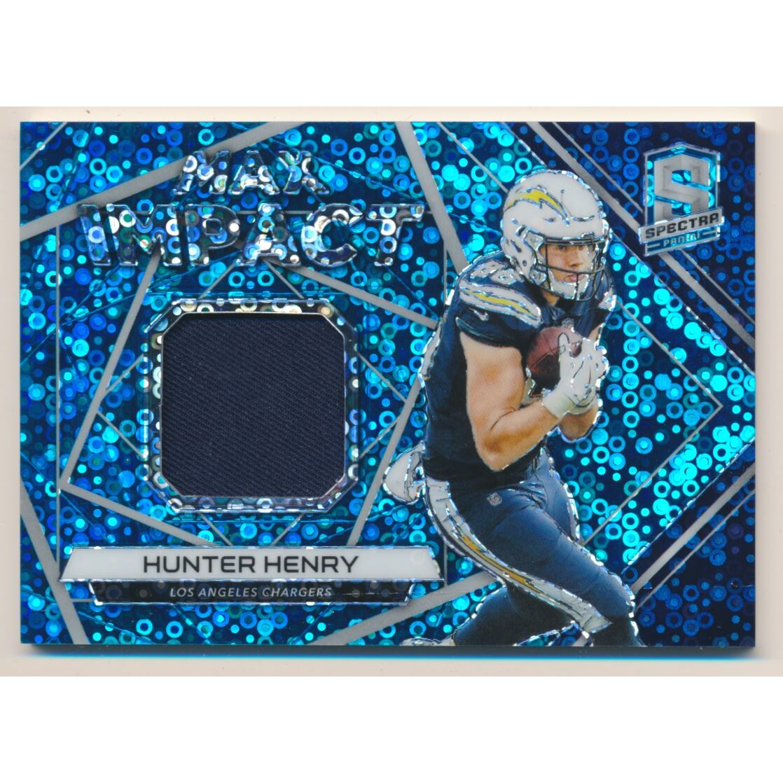 2019 Panini Spectra Max Impact Materials Neon Blue #28 Hunter Henry