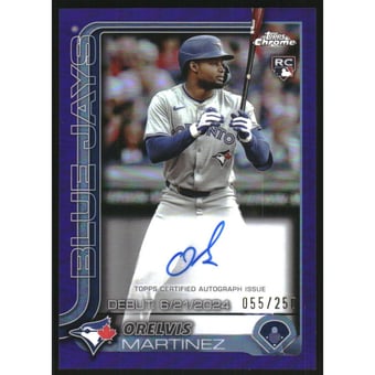 2025 Topps Chrome Update Rookie Debut Autographs Purple Refractors #CRDAOM Orelvis Martinez