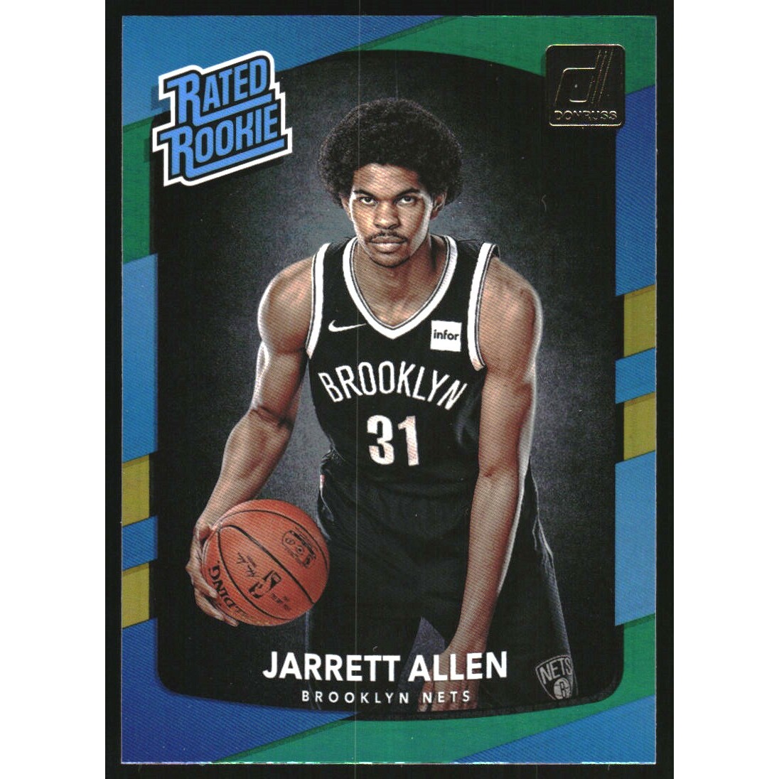 2017-18 Donruss Holo Laser Green and Yellow #179 Jarrett Allen RR