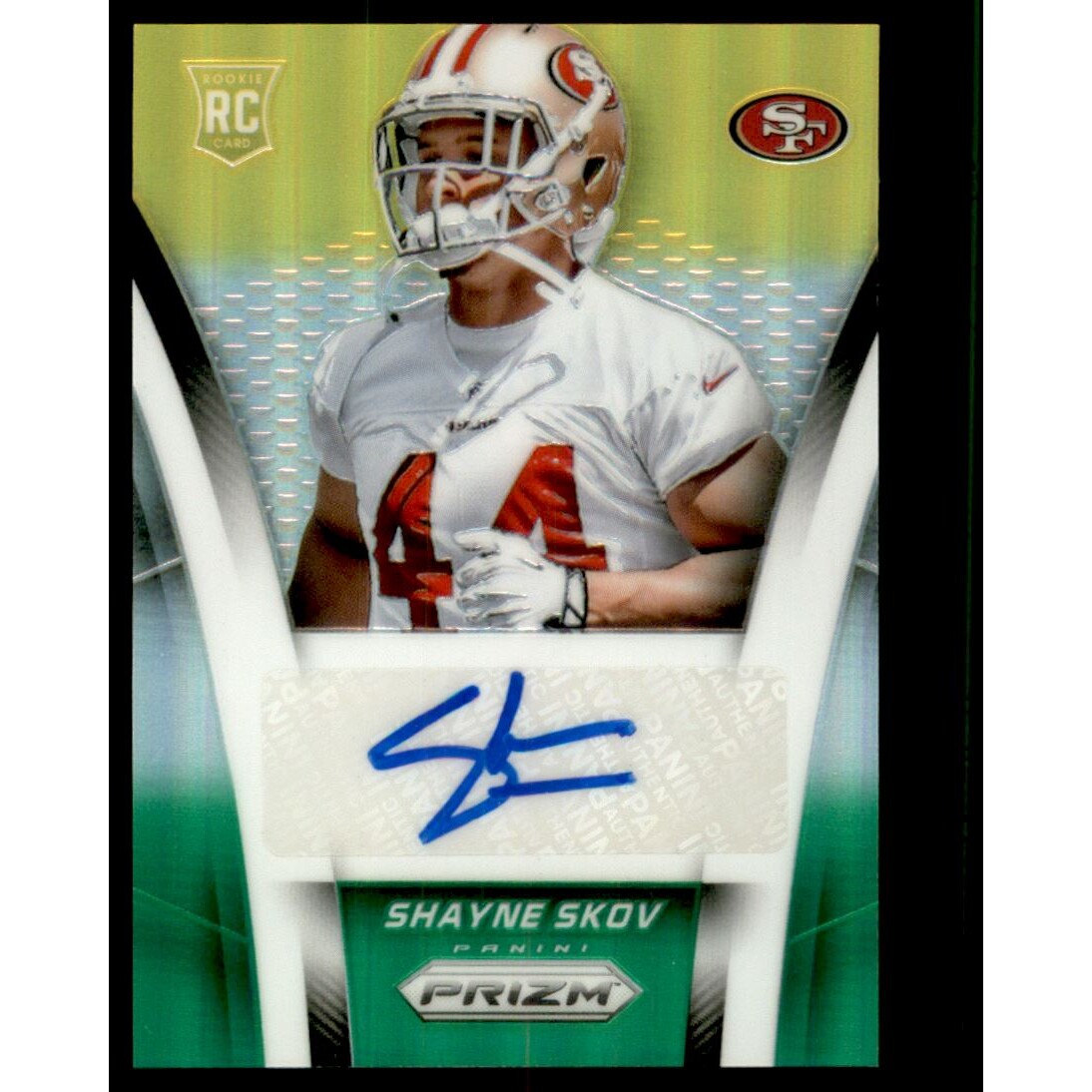 2014 Panini Prizm Rookie Autographs Prizms Neon Green Yellow #ARSS Shayne Skov/50