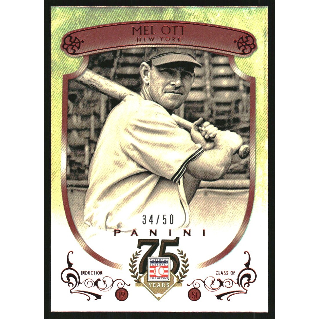 2014 Panini Hall of Fame Red Frame Red #24 Mel Ott. rookie card picture