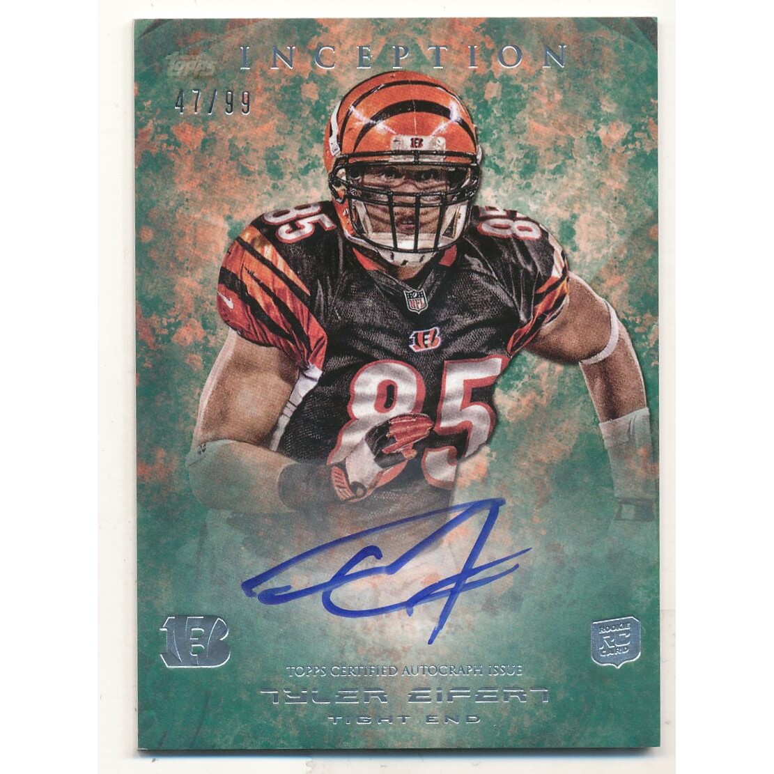 2013 Topps Inception Green #106 Tyler Eifert AU. rookie card picture