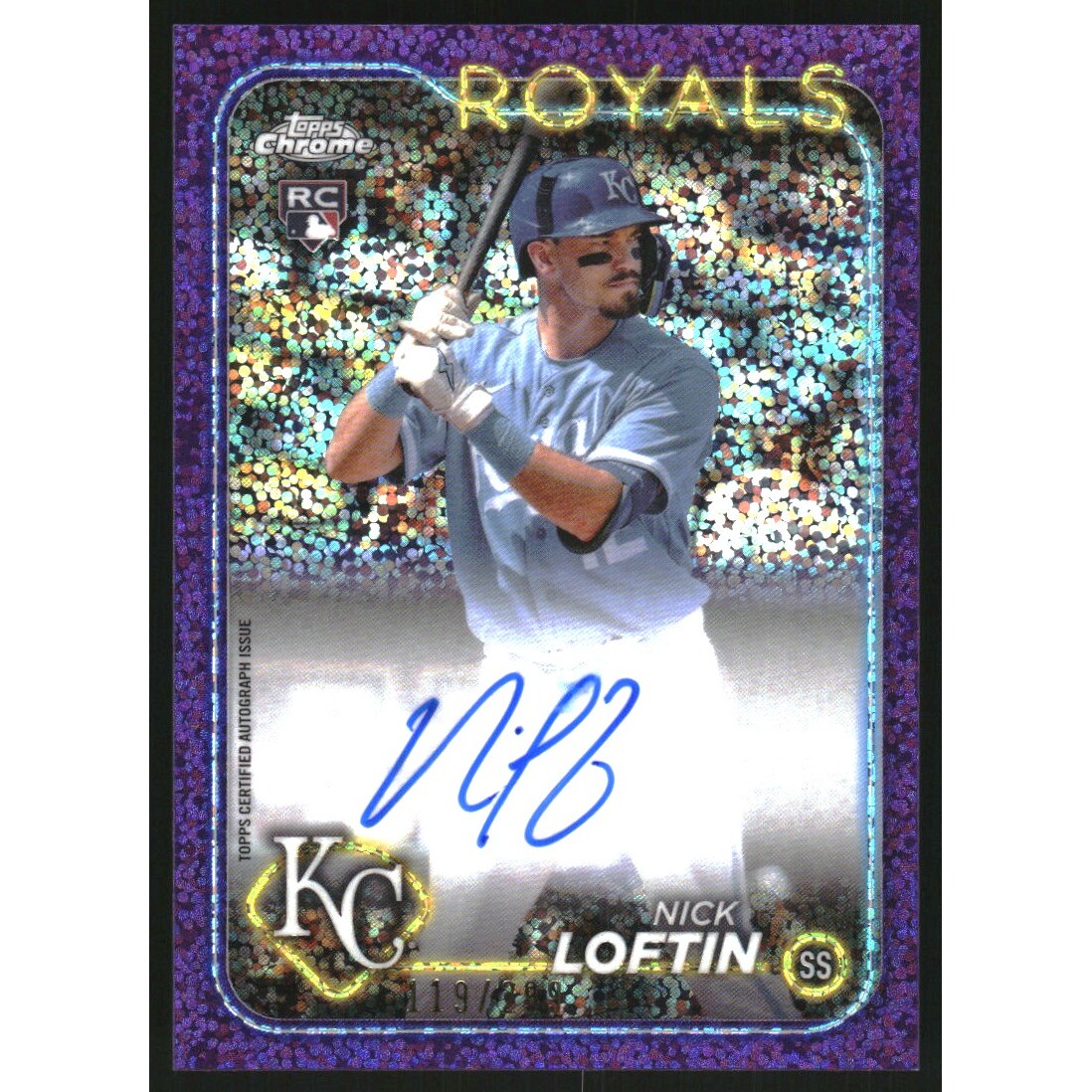 2024 Topps Chrome Rookie Autographs Purple Speckle Refractors #RANL Nick Loftin. rookie card picture