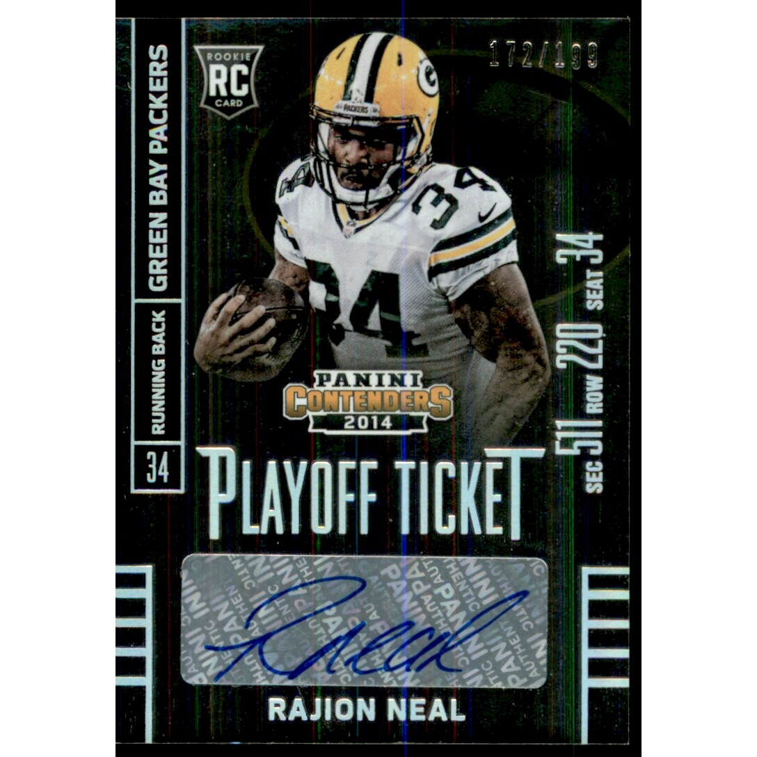 2014 Panini Contenders Playoff Ticket #167A Rajion Neal AU. rookie card picture