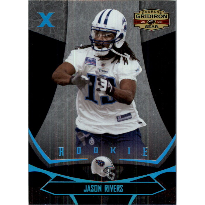 2008 Donruss Gridiron Gear Platinum Holofoil X's #139 Jason Rivers. rookie card picture