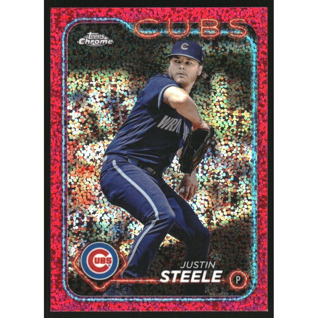 2024 Topps Chrome Magenta Speckle Refractors #258 Justin Steele 2024 Topps Chrome Magenta Speckle Refractors #258 Justin Steele