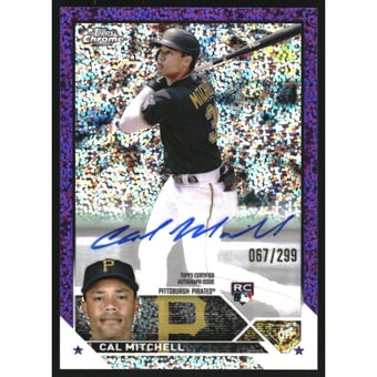 2023 Topps Chrome Rookie Autographs Purple Speckle Refractors #RACMI Cal Mitchell