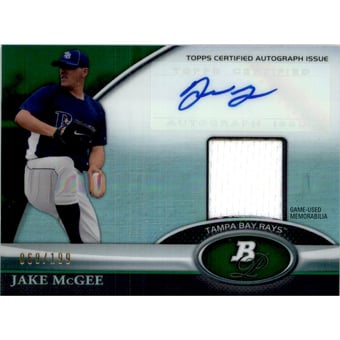 2011 Bowman Platinum Relic Autograph Green Refractors #JM Jake McGee