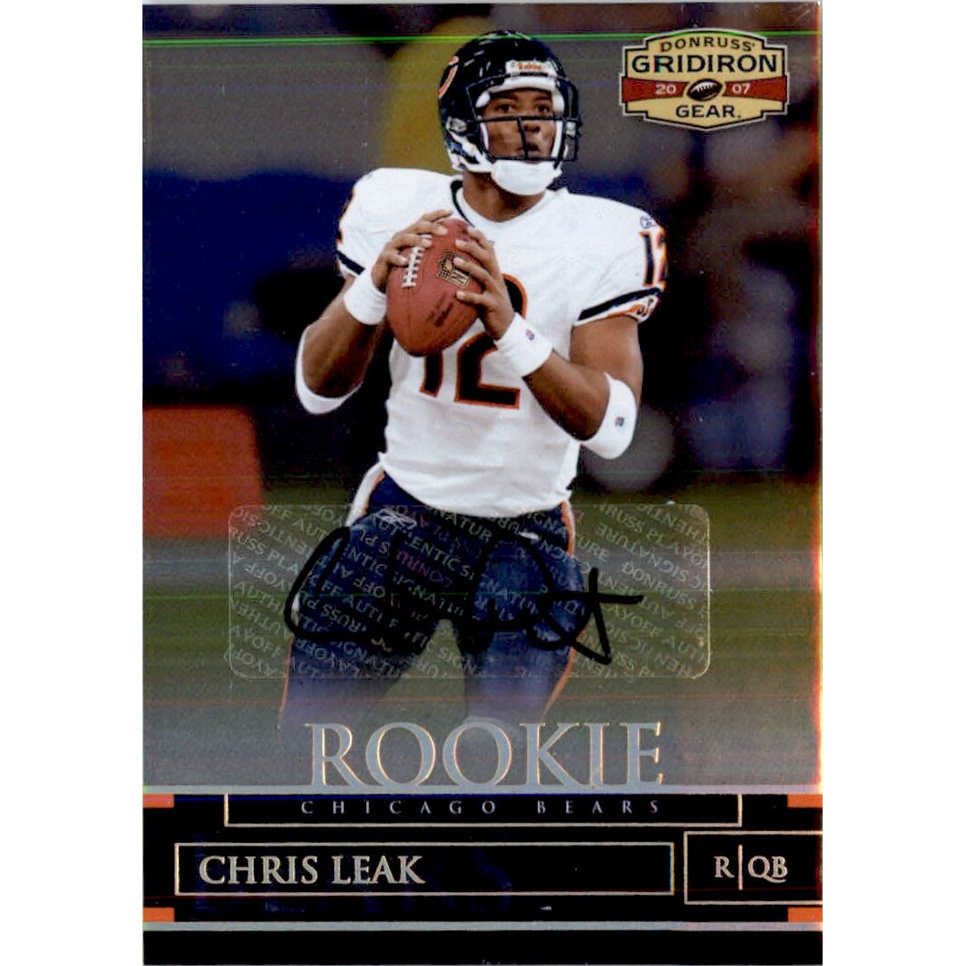 2007 Donruss Gridiron Gear Autographs Gold Holofoil #118 Chris Leak/100. rookie card picture