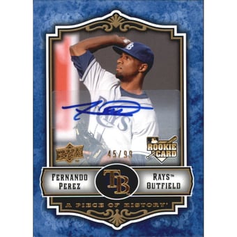 2009 UD A Piece of History Rookie Autographs Blue #143 Fernando Perez