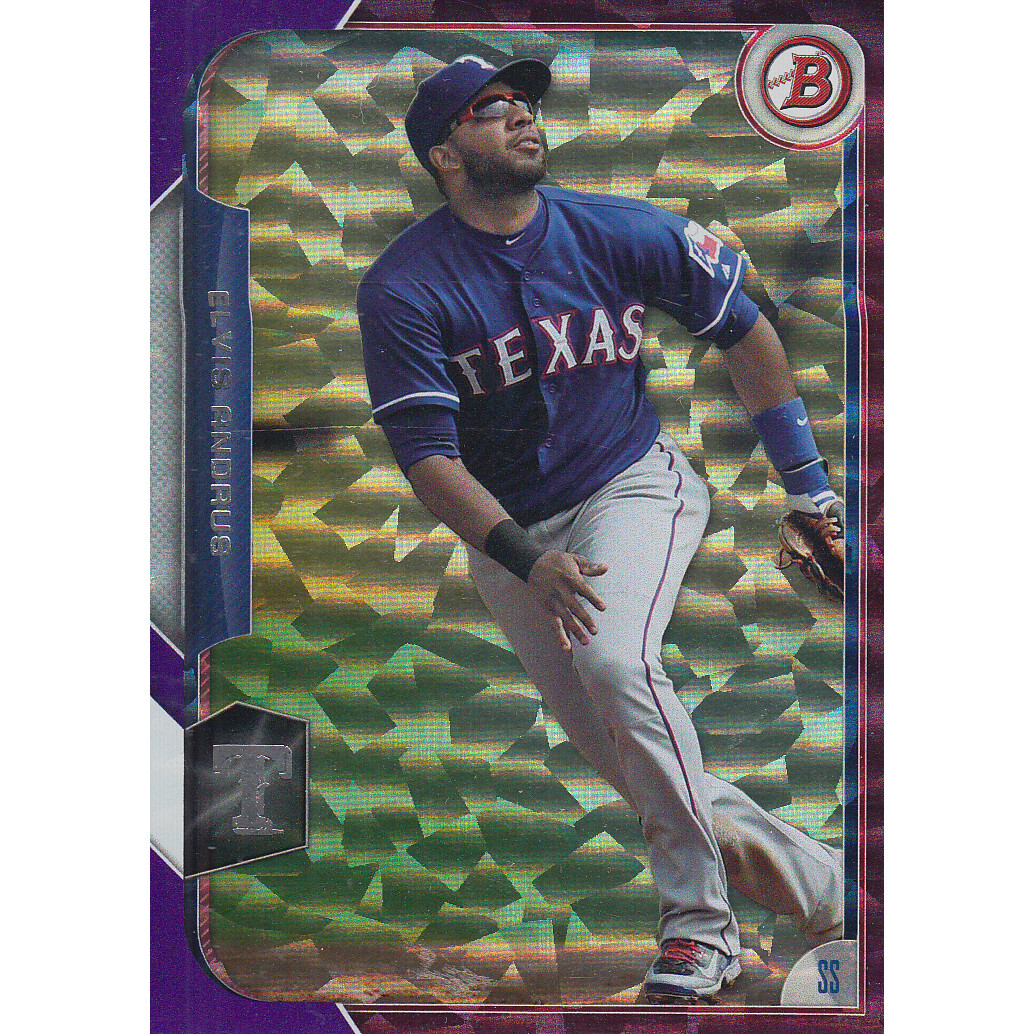 2015 Bowman Purple Ice #110 Elvis Andrus. rookie card picture