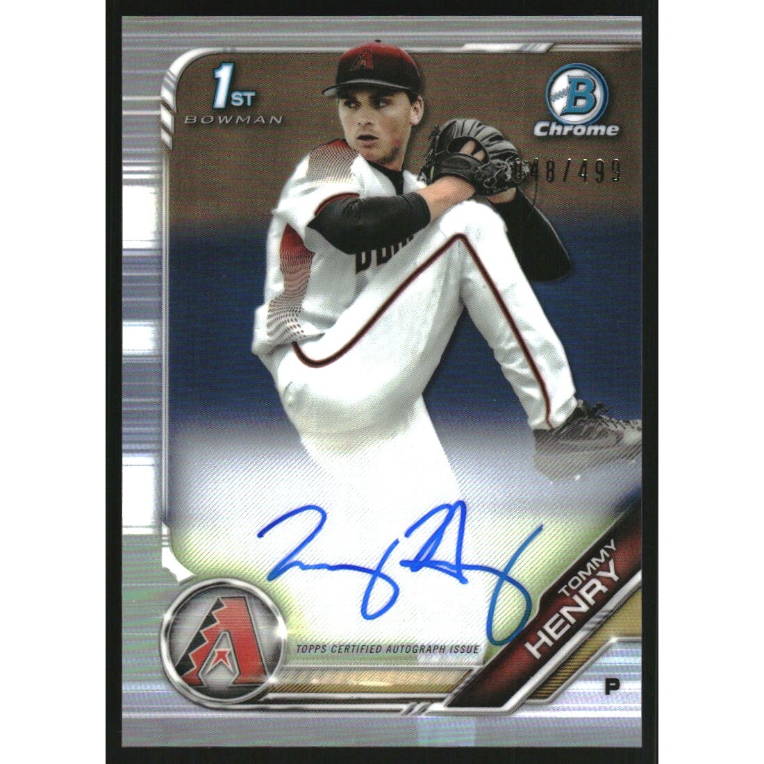 2019 Bowman Chrome Draft Autographs Refractors #CDATH Tommy Henry. rookie card picture
