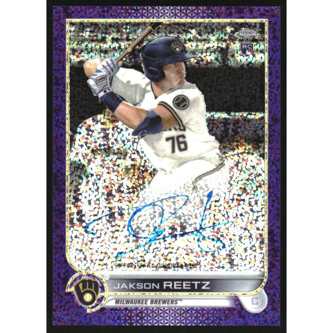 2022 Topps Chrome Rookie Autographs Purple Speckle Refractors #RAJRE Jakson Reetz