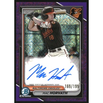 2024 Bowman Chrome Mega Box Autographs Purple Refractors #BMAMH Mac Horvath