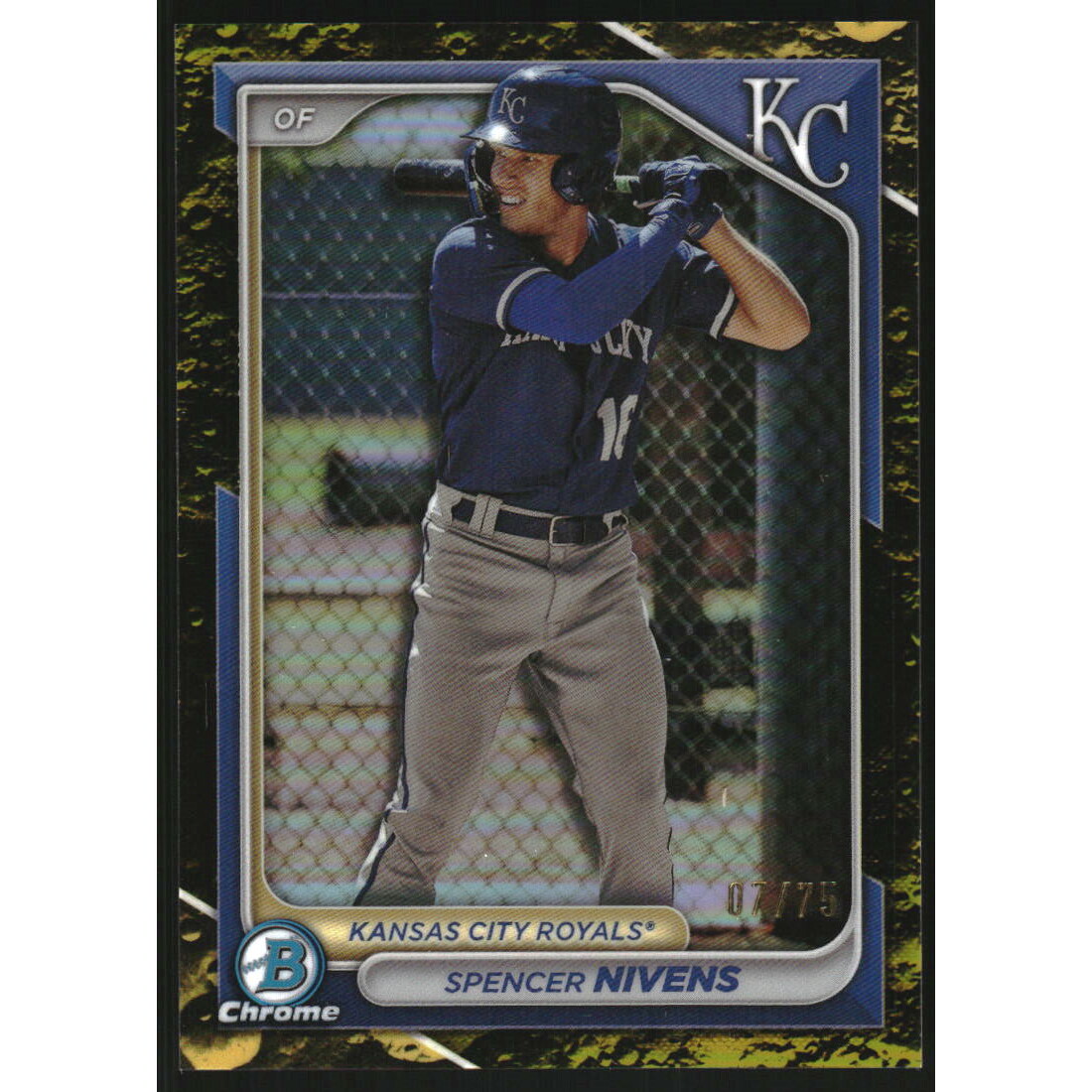2024 Bowman Chrome Prospects Yellow Lunar Refractors #BCP37 Spencer Nivens