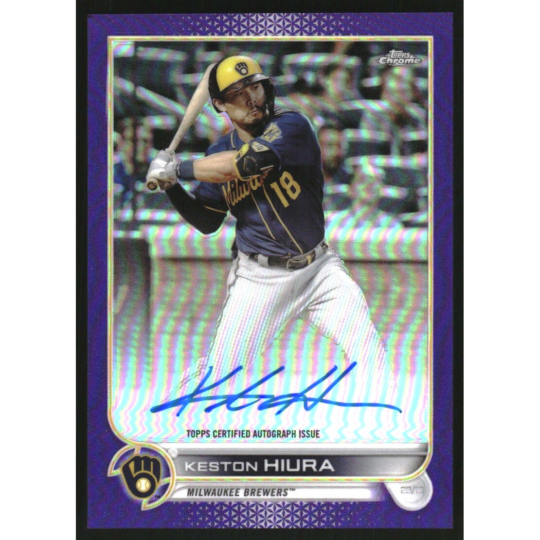 2022 Topps Chrome Veteran Autographs Purple Refractors #CVAKH Keston Hiura