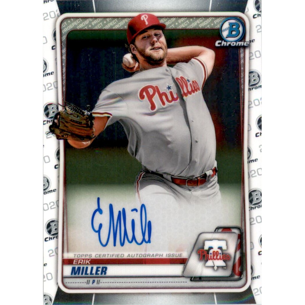 2020 Bowman Chrome Prospect Autographs #CPAEM Erik Miller. rookie card picture