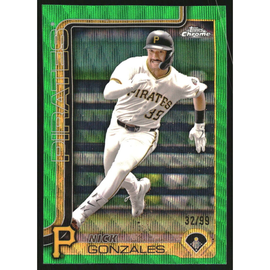 2025 Topps Chrome Green Wave Refractors #222 Nick Gonzales. rookie card picture