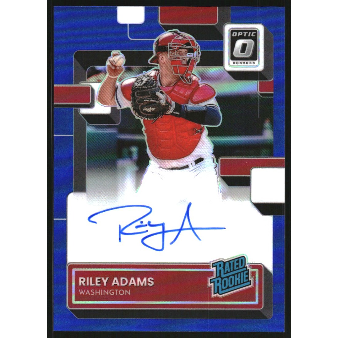 2022 Donruss Optic Rated Rookies Signatures Blue #45 Riley Adams/49. rookie card picture