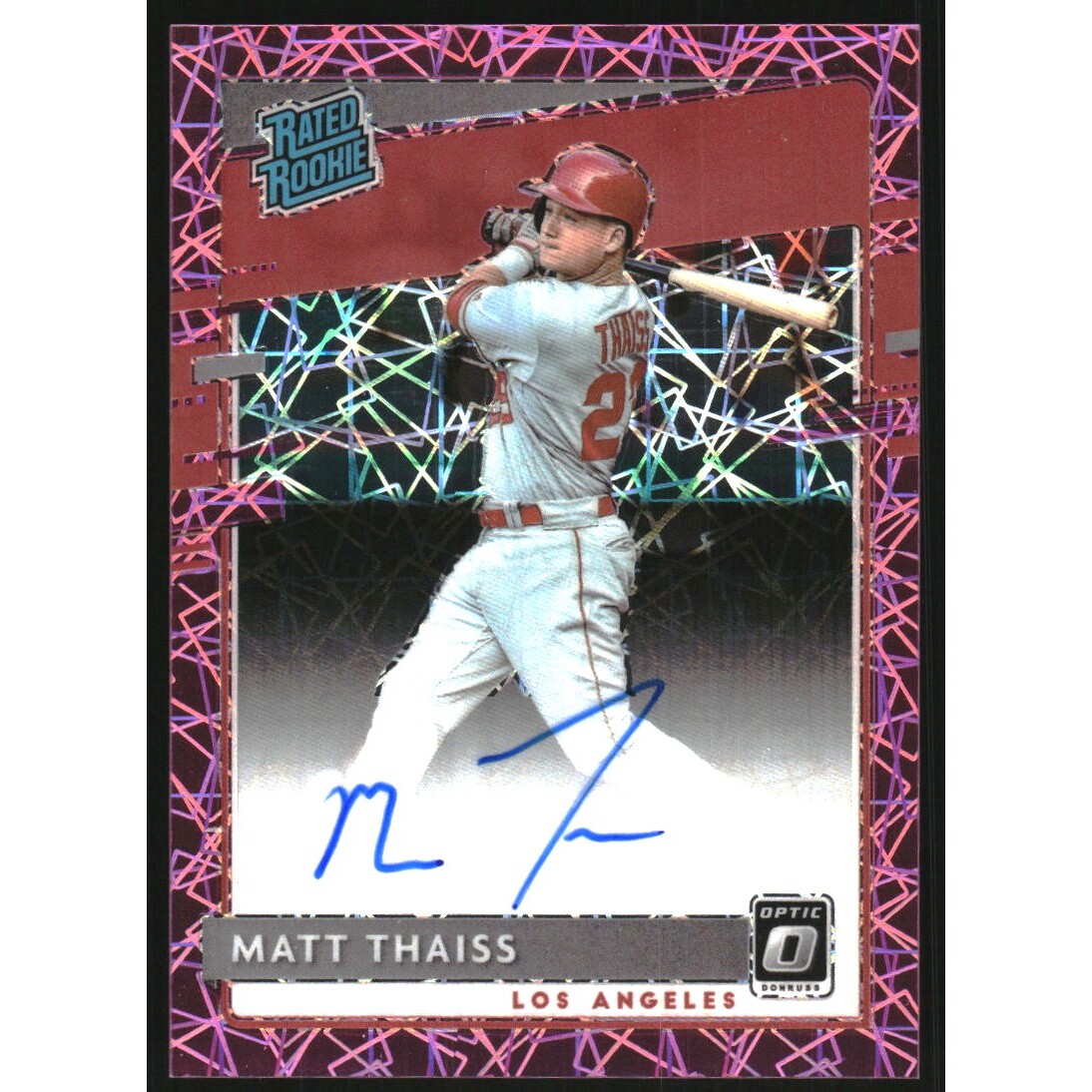 2020 Donruss Optic Rated Rookies Signatures Pink Velocity #8 Matt Thaiss. rookie card picture