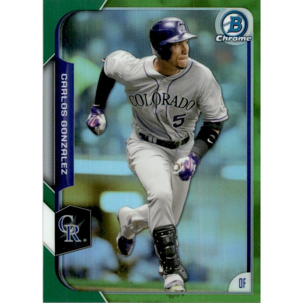 2015 Bowman Chrome Green Refractors #27 Carlos Gonzalez. rookie card picture