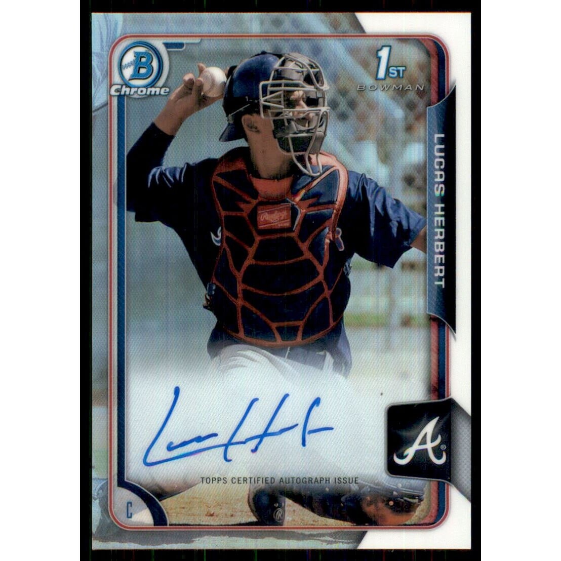 2015 Bowman Chrome Draft Draft Pick Autographs Refractors #BCALH Lucas Herbert. rookie card picture