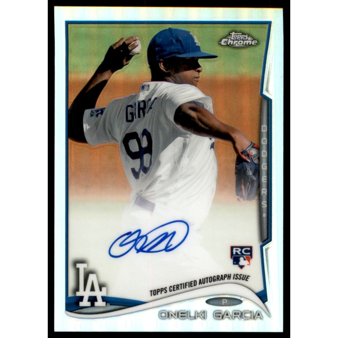 2014 Topps Chrome Rookie Autographs Refractors #133 Onelki Garcia. rookie card picture