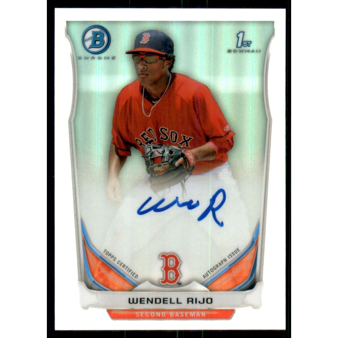 2014 Bowman Chrome Prospect Autographs Refractors #BCAPWR Wendell Rijo. rookie card picture