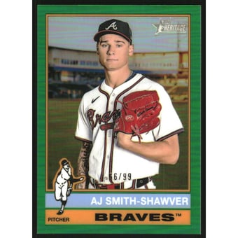 2025 Topps Heritage Chrome Green Refractors #559 AJ Smith-Shawver