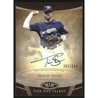 2019 Topps Tier One Talent Autographs #TTATSH Travis Shaw/299