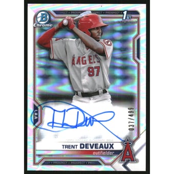 2021 Bowman Chrome Prospect Autographs Refractors #CPATD Trent Deveaux