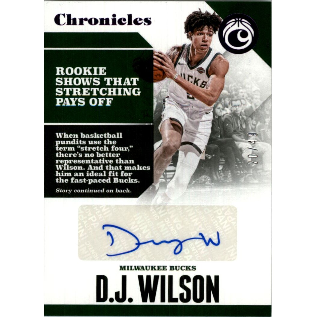 2017-18 Panini Chronicles Autographs Purple #28 D.J. Wilson 2017-18 Panini Chronicles Autographs Purple #28 D.J. Wilson