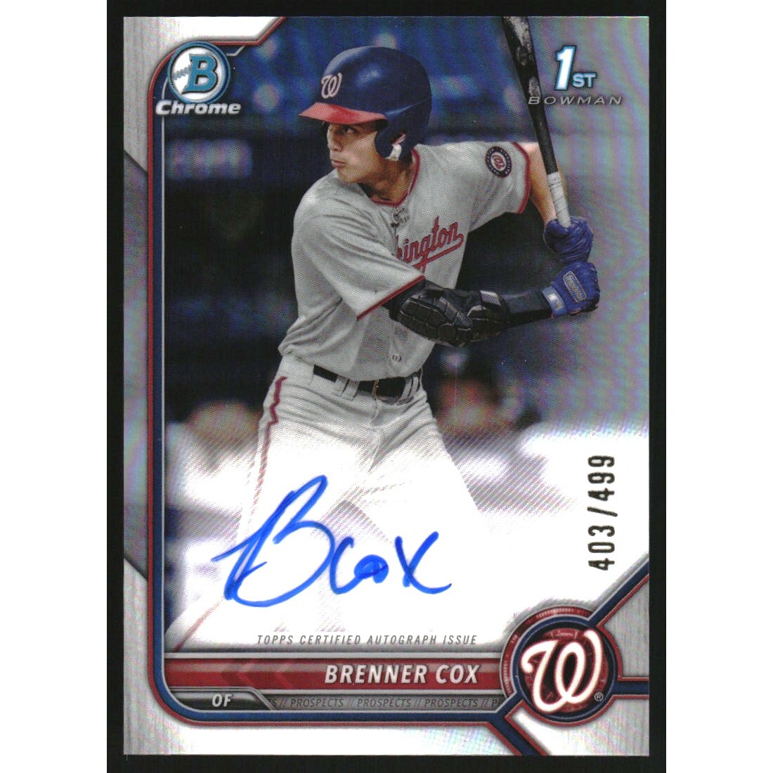 2022 Bowman Chrome Draft Autographs Refractors #CDABC Brenner Cox