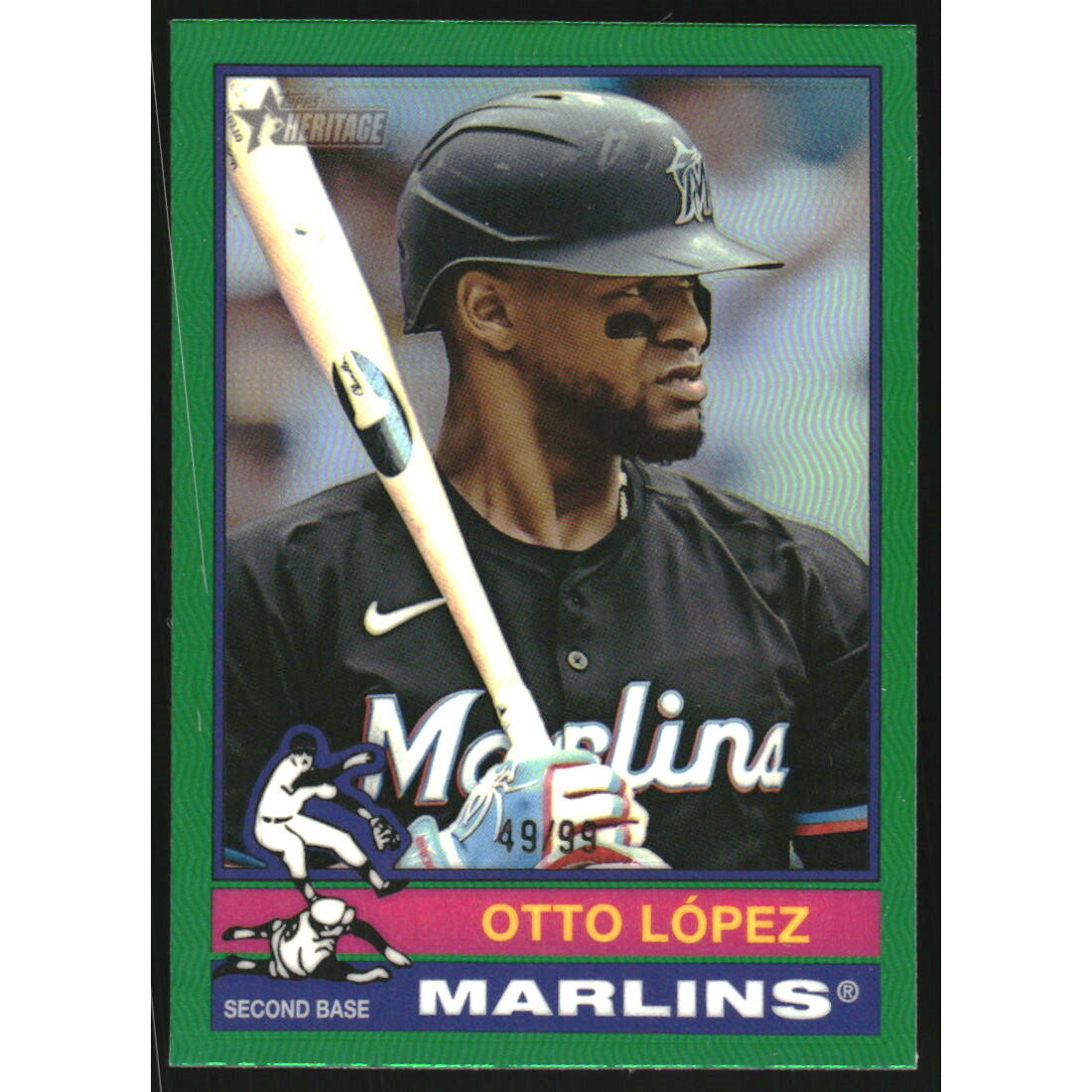 2025 Topps Heritage Chrome Green Refractors #258 Otto Lopez. rookie card picture