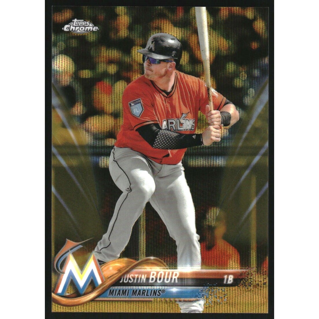 2018 Topps Chrome Gold Wave Refractors #68 Justin Bour. rookie card picture