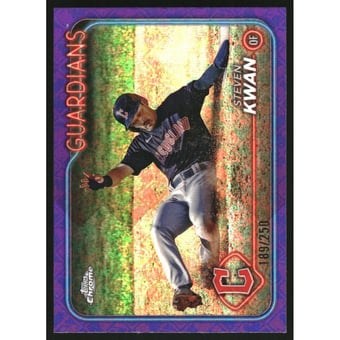 2024 Topps Chrome Logofractor Purple Refractors #30 Steven Kwan