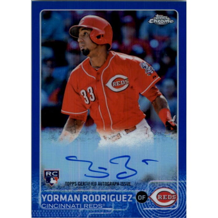 2015 Topps Chrome Rookie Autographs Blue Refractors #ARYR Yorman Rodriguez. rookie card picture