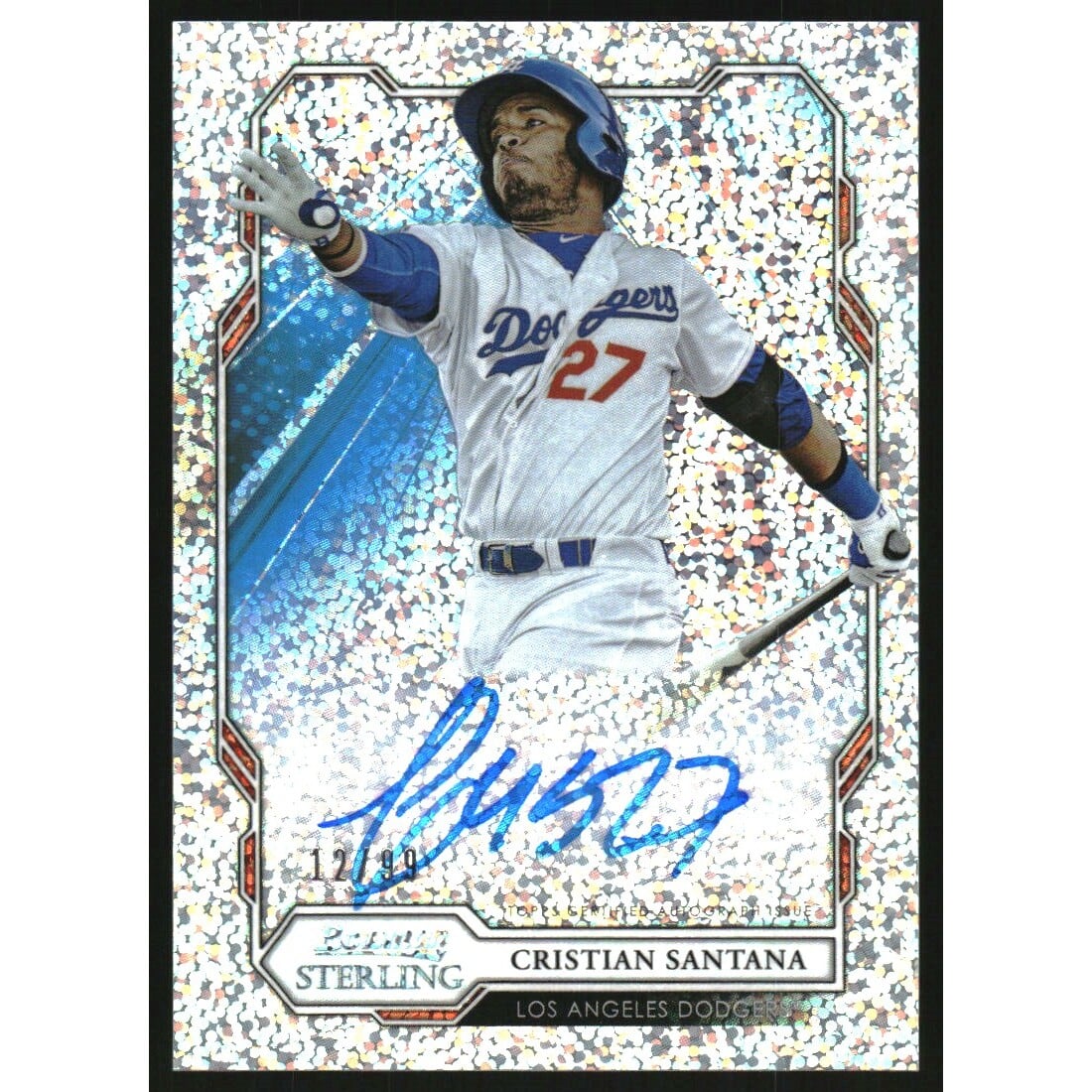 2019 Bowman Sterling Prospect Autographs Speckle Refractors #BSPACSA Cristian Santana