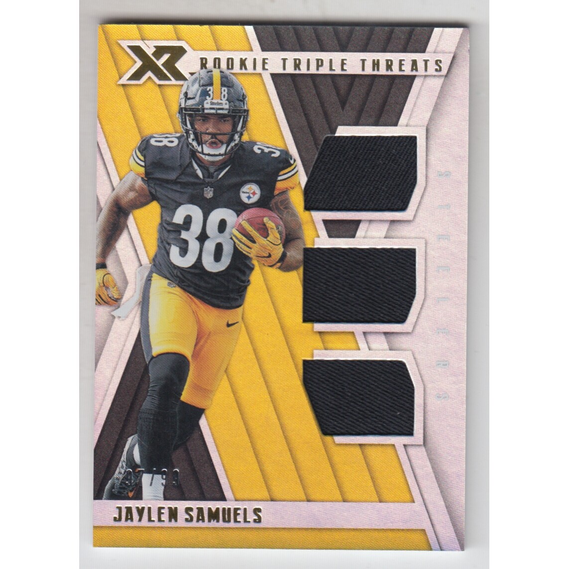 2018 Panini XR Rookie Triple Threats Materials #38 Jaylen Samuels