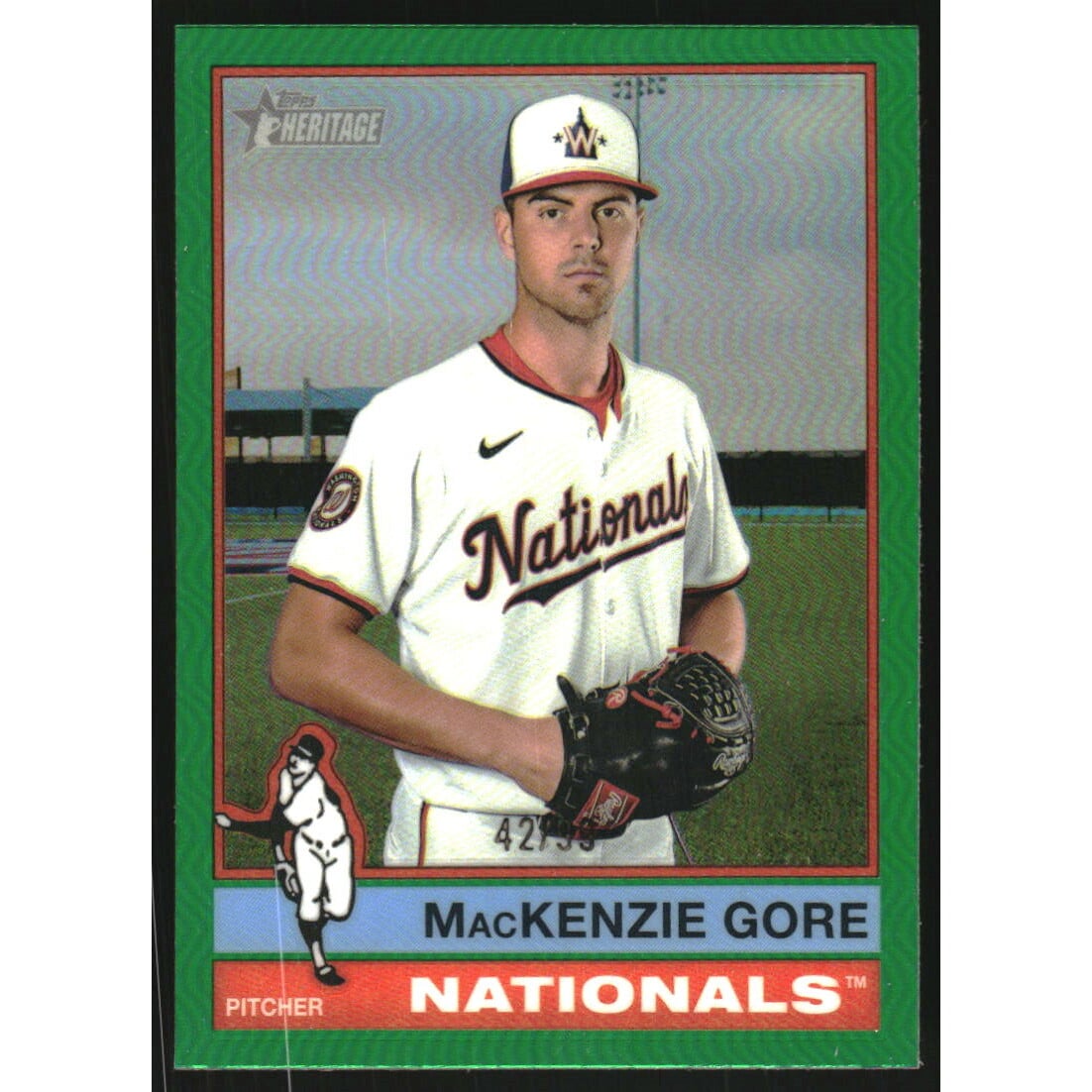 2025 Topps Heritage Chrome Green Refractors #467 MacKenzie Gore. rookie card picture