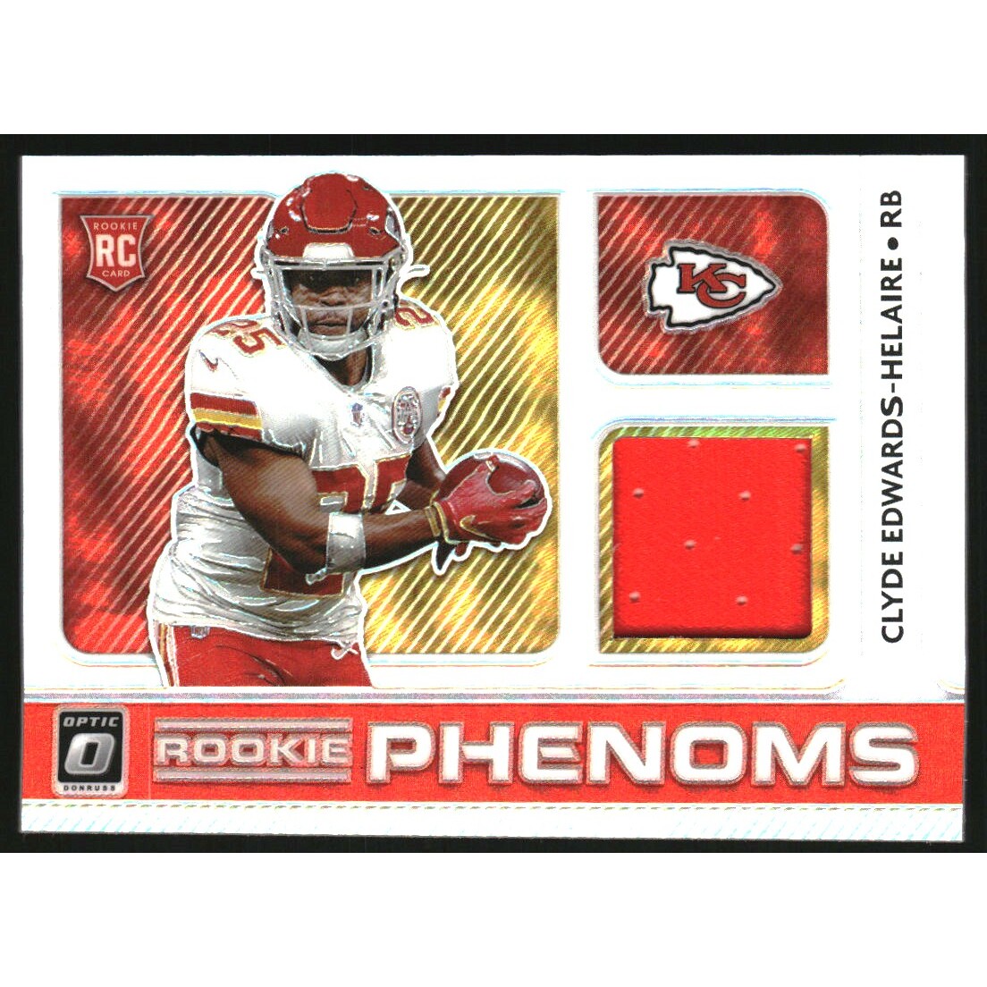 2020 Donruss Optic Rookie Phenoms Jerseys Horizontal #21 Clyde Edwards-Helaire. rookie card picture