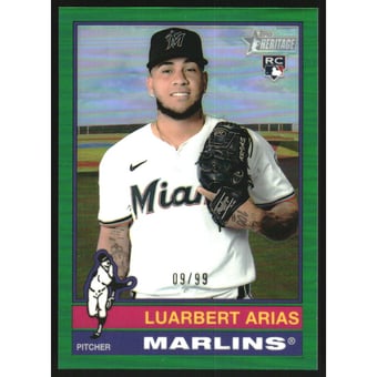 2025 Topps Heritage Chrome Green Refractors #672 Luarbert Arias